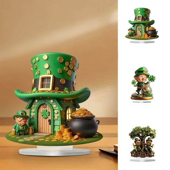 Sentmoon St Patricks Day Table Decorations St. Patrick's Day Green Four-Leaf Acrylic Flatware Piece