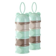 2 Pcs Milk Powder Box Travel Child 28.00X9.50X7.50CM Light Green
