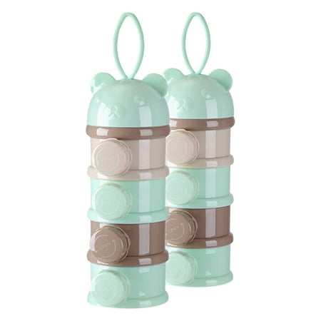 2 Pcs Milk Powder Box Travel Child 28.00X9.50X7.50CM Light Green