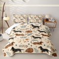 thumbnail image 2 of Manfei Cartoon Dachshund Quilt Full, Vintage Leaf Botanical Full Bedspread Sets, Cream, 3 Pieces, 1 Coverlet and 2 Pillowcases, 2 of 7