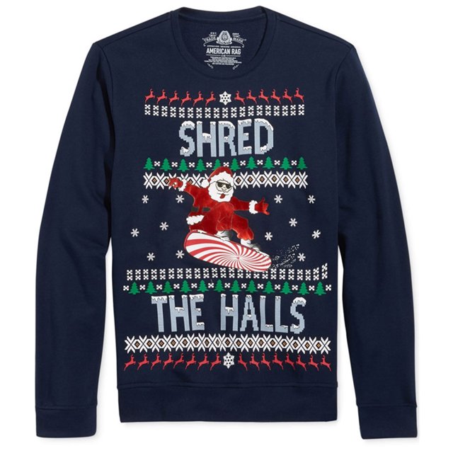 American Rag Shred The Halls - Suéter para hombre, color azul, grande American Rag Pull-over