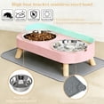 thumbnail image 3 of Elevated Cat Bowls with Food Mat, Splash Proof Anti Vomiting Raised Cat Food and Water Bowl Set, 2 Stainless Steel Dishes for Cats and Puppy, Pet Bowl for Indoor Cats White, 3 of 6