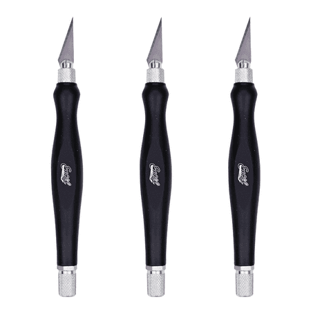 Excel Blades Fit Grip Craft Knife with #11 Blade and Safety Cap, Black, 3 Pack