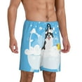 thumbnail image 2 of Pofeuu Collie in Bathtub Print Men's Soft Woven Elastic Waistband Sleep Pajama Short-3X-Large, 2 of 6