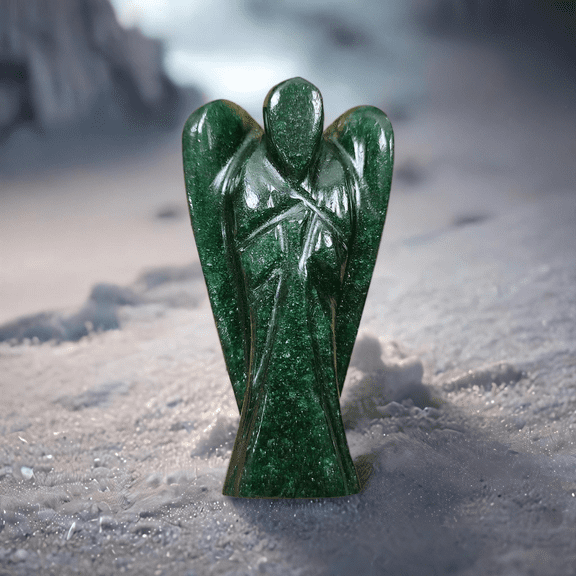 Natural 2 Inch Green Jade Crystal Guardian Peace Angel Carved Figurine , Pocket Angel Used for Healing And Home Décor