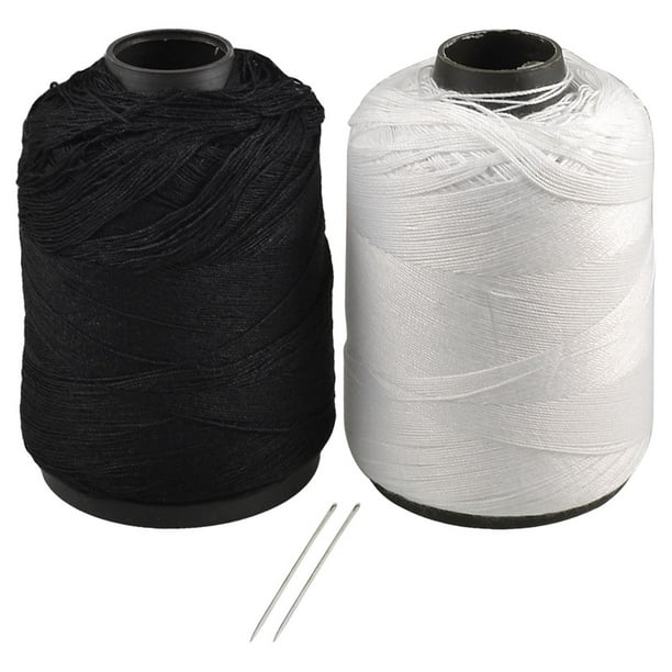 Home White Black Cotton Stitching Sewing Thread Reel Line String 2 Pcs