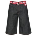 thumbnail image 2 of Men's Denim Casual Shorts With Pockets Pattern Belt Casual Lose Fit Raw Blue 32, 2 of 3