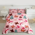 thumbnail image 3 of Manfei Lovely Santa Claus Queen Comforter Set,Cmerry Christmas Bedding Sets,Pink Brown Bedding Comforter Set For Girls Boys,Bedroom Decor Reversible,3pcs, 3 of 9