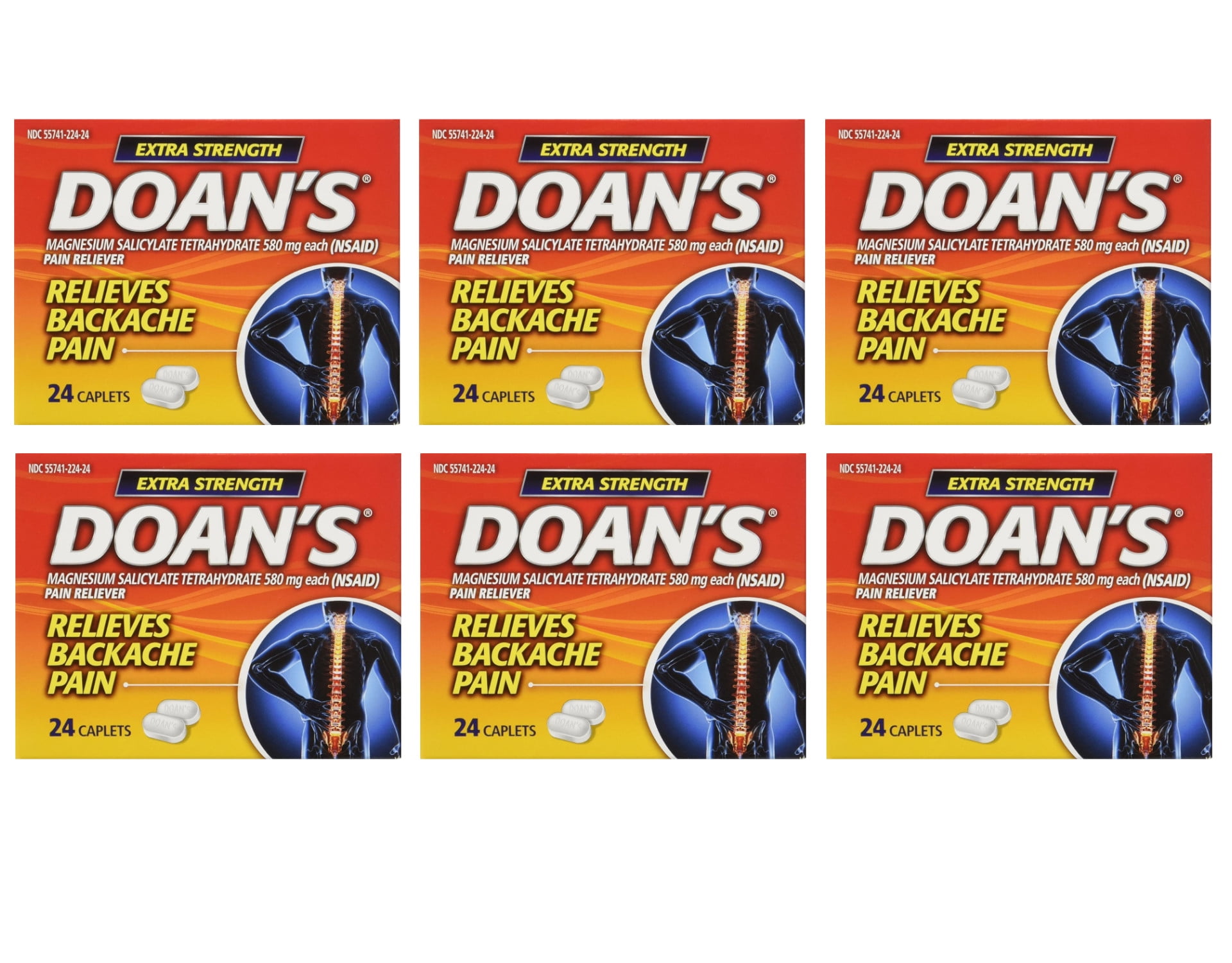 Doan's Extra Strength Pain Reliever Caplets, 24 Ct, 6Pack