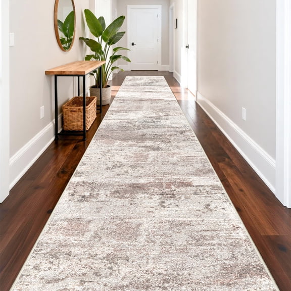 RUUGME 3x20 Runner Rug Washable - Runner Rug Stain Resistant for Living Room Non Slip Indoor Entryway Rubber Backing Carpet Bedroom Kitchen Distressed Floor Decor Mat Machine Washable 3x20 Brown