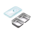 thumbnail image 2 of Contenedor de almacenamiento de alimentos Bento Box portátil, fácil de limpiar, a prueba de fugas, con tapa Cuadrícula doble, 2 of 9