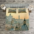 thumbnail image 3 of Ambesonne City Quilted Bedspread Set 3 Pcs, Rome Historical Landmark, King Size, Pale Salmon Ivory Green, 3 of 3
