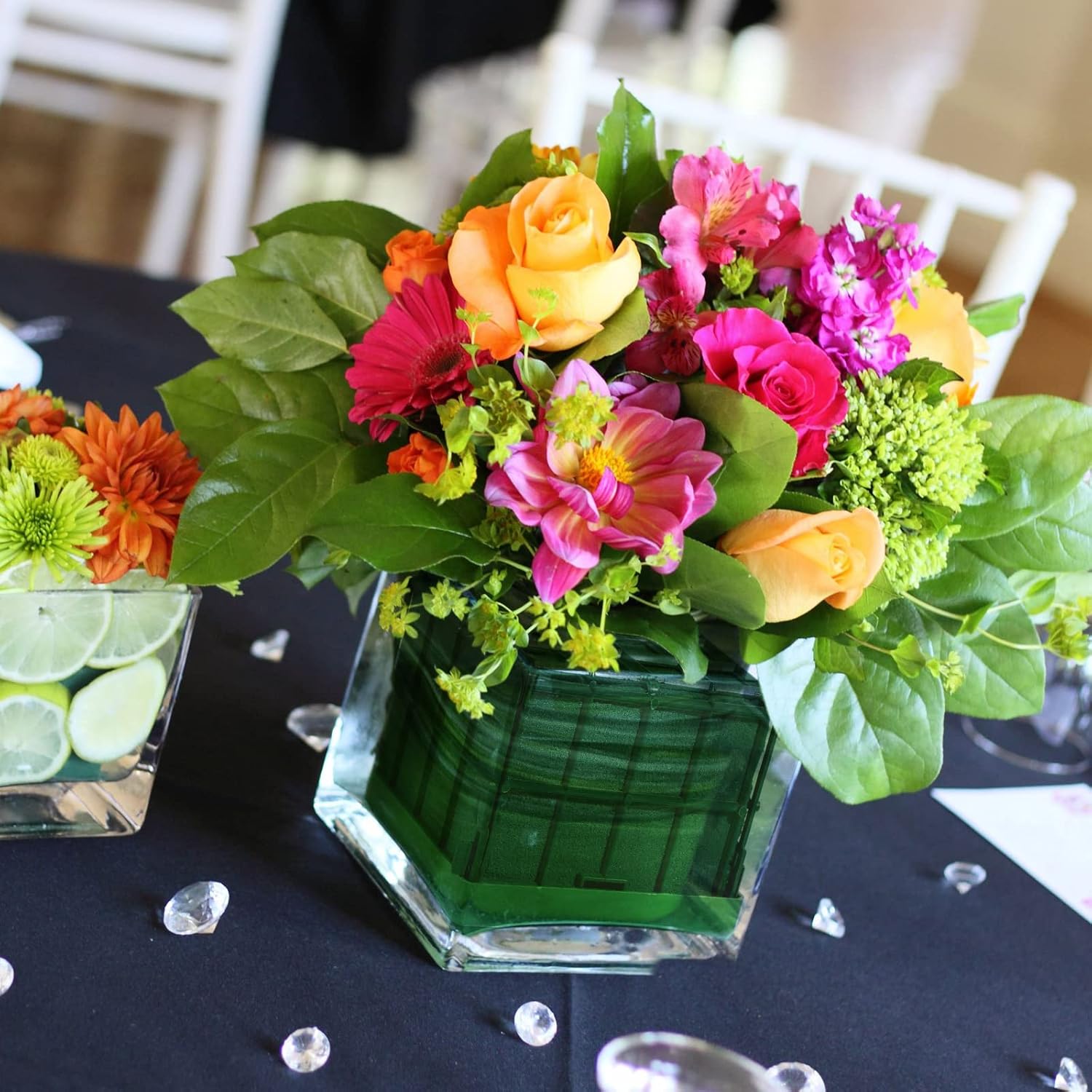 Cage Floral Foam for Flowers Square Floral Foam Cage Flower Holder with Floral Foam for Fresh Flowers Cage Bowl Table Centerpiece Floral Arrangement 11 x 11 x 9 cm/ 4.3 x 4.3 x 3.5 Inch (8 Pieces)