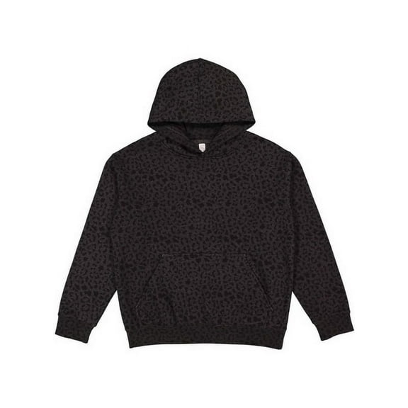 LAT Youth Hoodie Boy & Girl Fleece Pullover Hooded Sweatshirt with Pouch Pocket, Black Leopard, Large