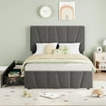 thumbnail image 3 of Bed Frame, Platform Bed Frame with 2 or4 Storage Drawers and Adjustable Upholstered Headboard, Wood Slats Support, No Box Spring Needed, Easy Assembly, Grey, 3 of 9