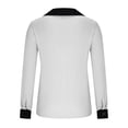 thumbnail image 5 of Women's Tunic V Neck Color Block Puff Long Sleeve Shirts Dressy Casual Business Tops Relaxed Fit Trendy Blouses White XXL, 5 of 8