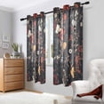 thumbnail image 2 of Yayeee Window Curtains Light Filtering 63"x52" Grommet Panel Pair Home Living Room Decor, Black Floral Pattern, 2 of 7