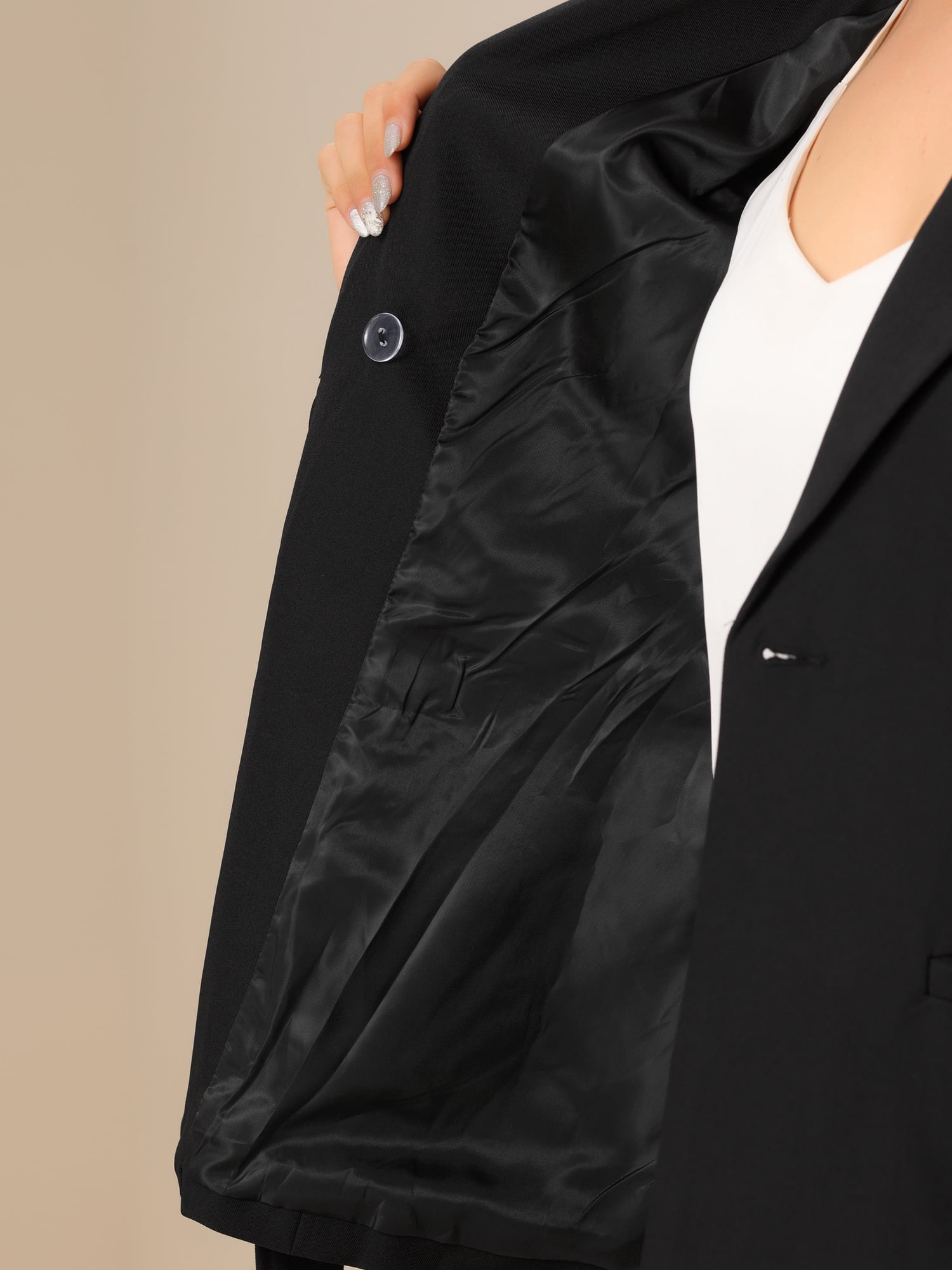 DARING DIVA Women's Belted Lapel Long Sleeve Work Office Wrap Blazer Jacket XL Black