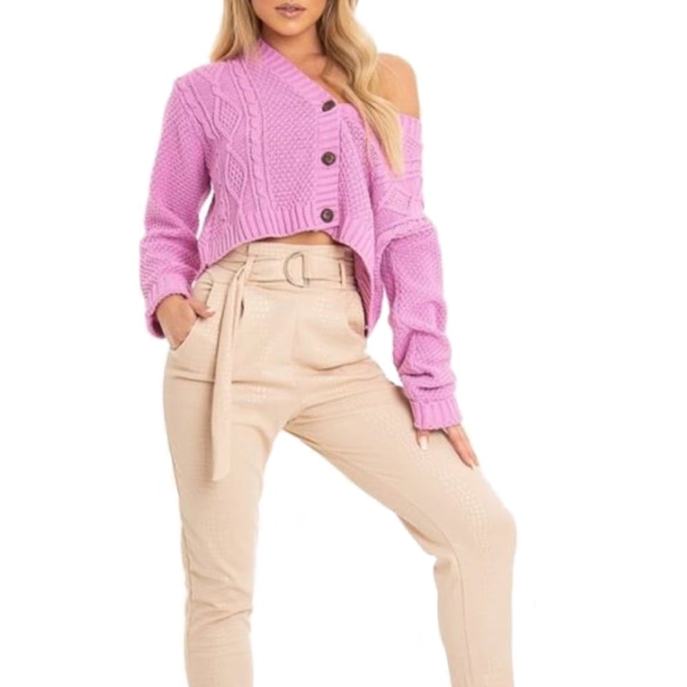 chunky cropped cardigan sweater