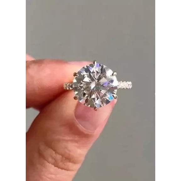 3.00 Ct Round Cut Lab Created Diamond Solitaire Engagement Ring 14K Yellow Gold Plated