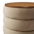 thumbnail image 5 of Ottoman Accent Chair, Taupe Gray, Velvet, Living Kitchen Cafe Bistro Hospitality Restaurant, Modern Contemporary Boutique HB36662, 5 of 9