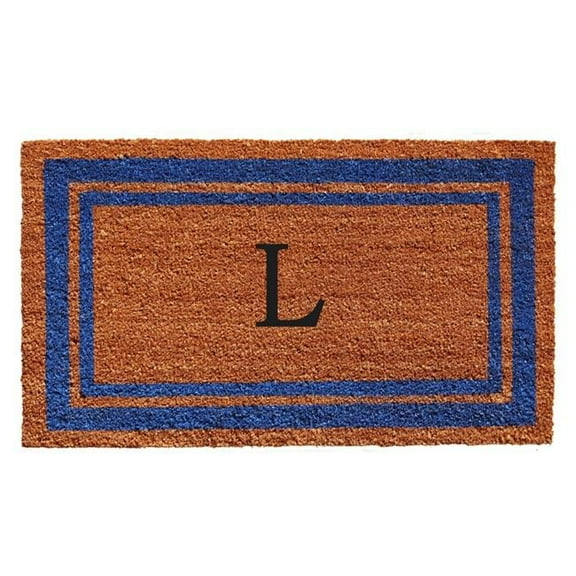 Calloway Mills Blue Border 18" x 30" Monogram Outdoor Doormat (Letter L)