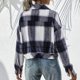 thumbnail image 5 of Moda mujer camisa a cuadros cuello vuelto manga larga de un solo pecho Casual Otoño Invierno chaquet Abanopi Aqua/Grande, 5 of 7