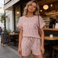 thumbnail image 6 of Bixock Womens 2 Piece Loungewear Sets Casual Summer Outfits Crew Neck Ruffle Short Sleeve Top and Drawstring Pocket Shorts Sleepwear, 6 of 7