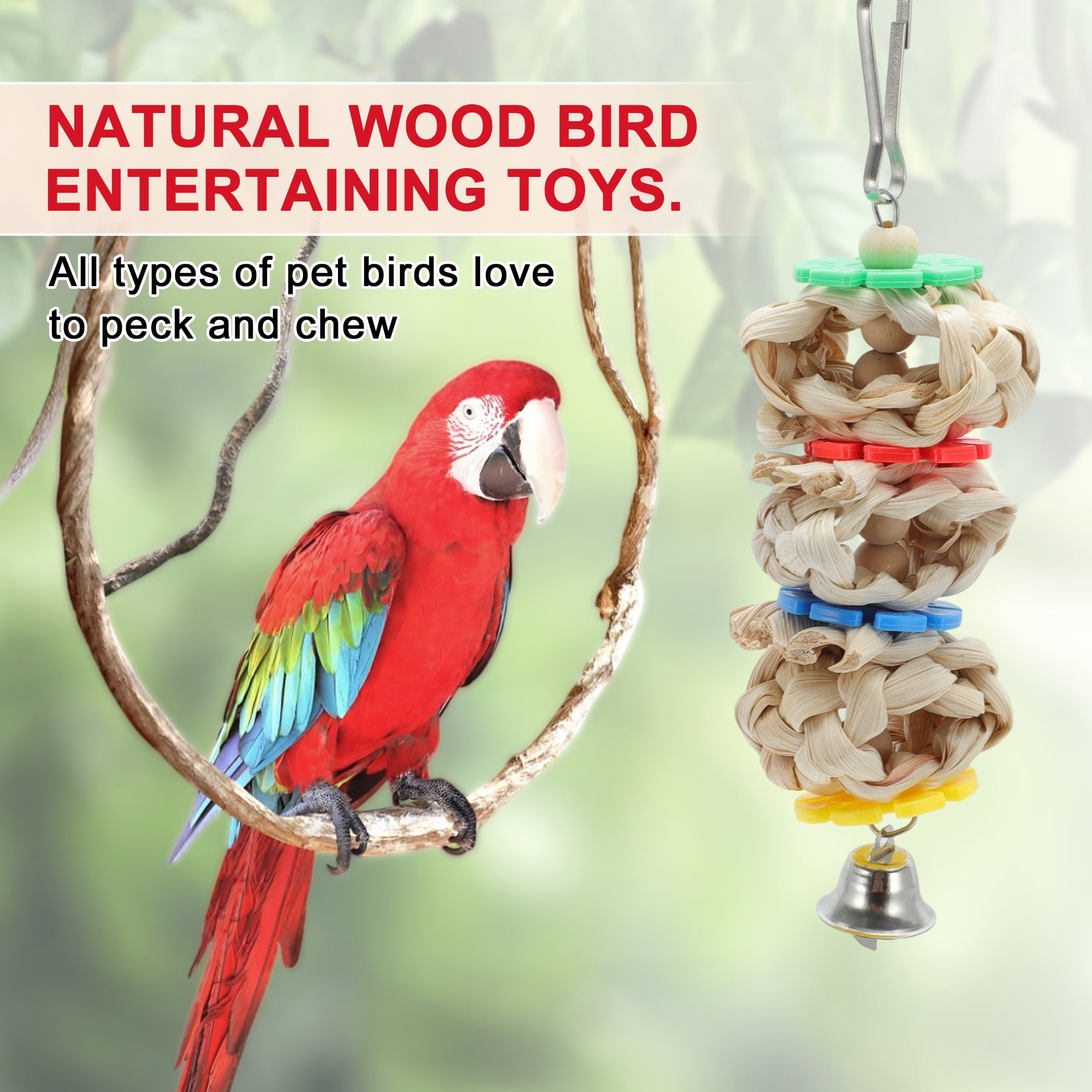 Unique Bargains Cockatiel Toys Bird Toys Parrot Swing Toys with Climbing Ladder and Chewing Platform Bird Cage Accessories for Budgerigar Conure Love Birds 8 Pcs