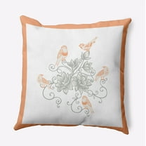 18" x 18" Simply Daisy Birds And Flowers Polyester Accent Pillow, Coral Qty 1
