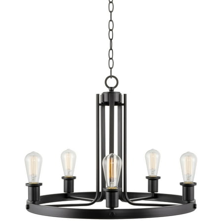 

Kira Home Bishop 23 Rustic Country Farmhouse Wagon Wheel Pendant Chandelier Round Kitchen Island Light Adjustable