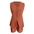 thumbnail image 5 of Short Sets for Women Sleeveless Tie Back V Neck Button Cardigan Vest and Shorts 2 Piece Matching Set Work Sets, 5 of 6