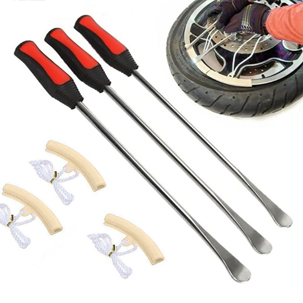 Motorcycle Bicycle ATV Repair Tool,2 Rim Protector Sheaths P1 Tools Tire Spoon Lever Iron Tool Kit with Spanner 