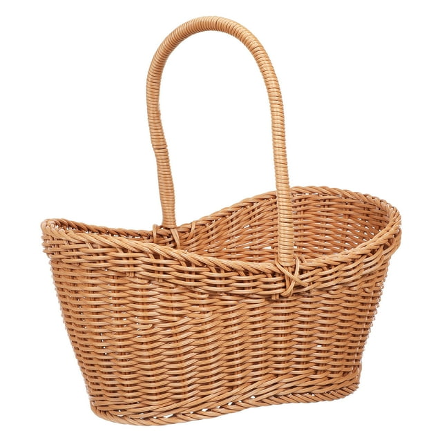 unbranded Cesta Tejida Para Y Snacks Con Asa Color Marrón Para Uso En Fiestas Y Camping