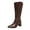 E-643 Brown, variant on E-643 Brown Womens On Back Zipper Boots Pointed Toe Mid Calf Comfortable Booties
