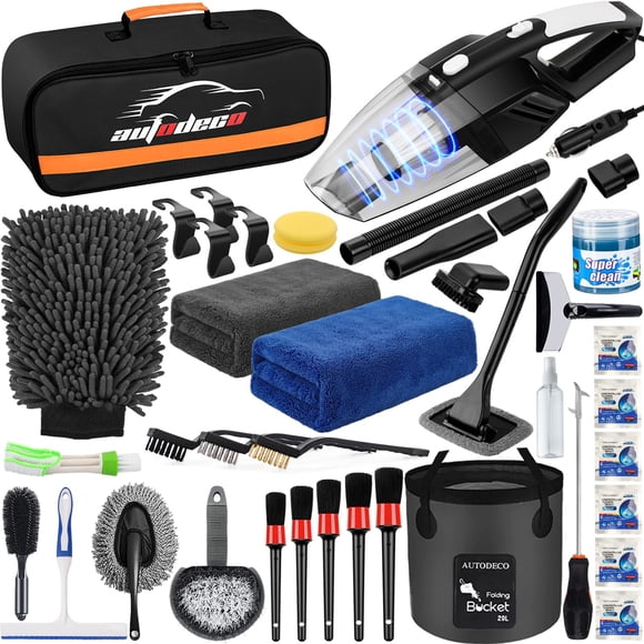 Kit de limpieza de coches AUTODECO 41 piezas con aspiradora y herramientas