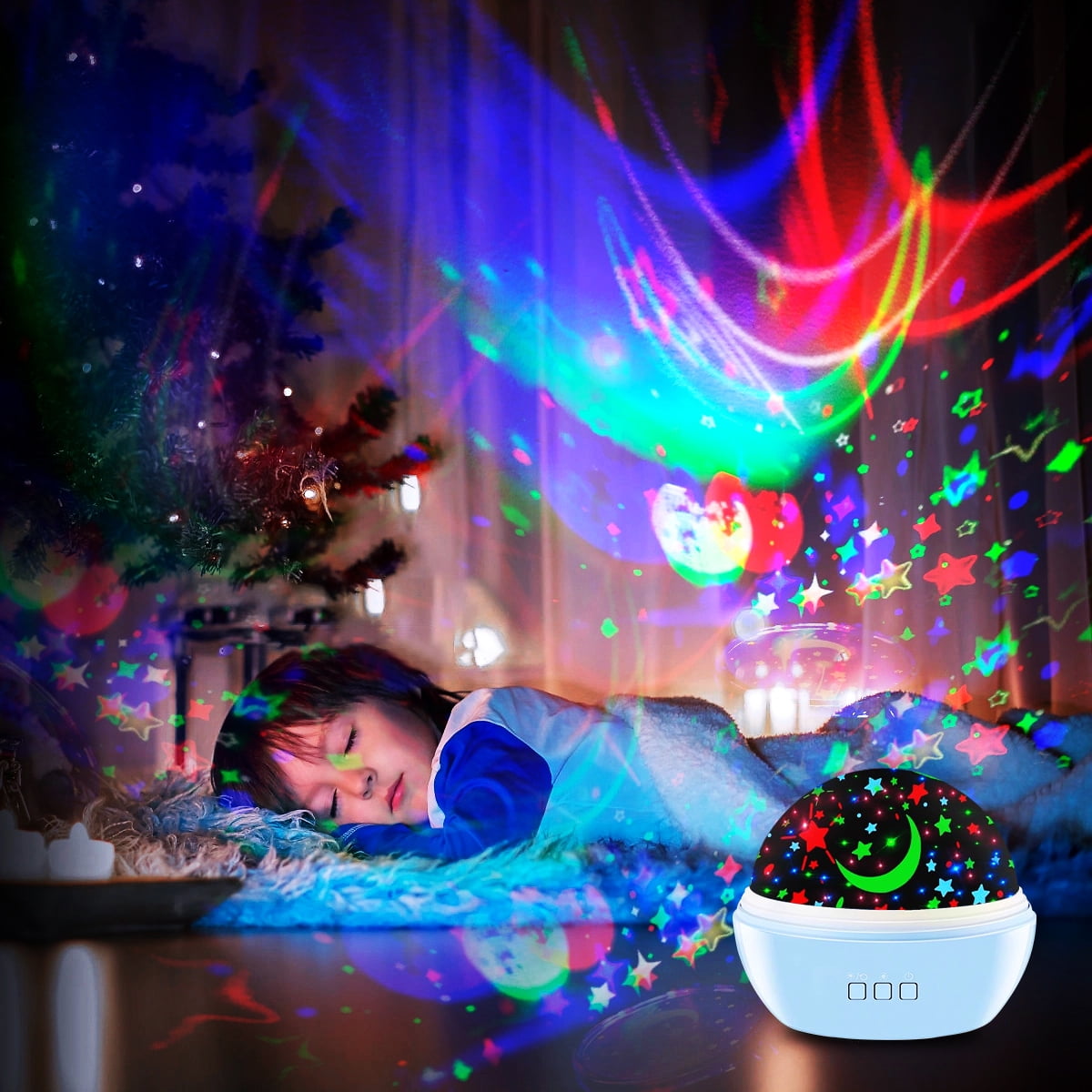 Delicacy 2 in 1 Night Light Projector Ocean Undersea Starry Sky 360 Rotating LED 8 Colors Blue Walmart