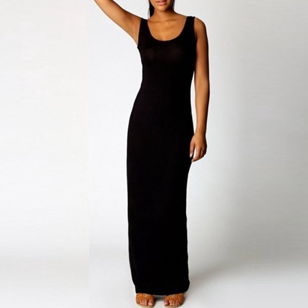 Long Vest Sleeveless Slim Maxi Dress 