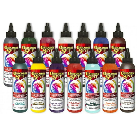 Unicorn SPiT Gel Stain & Glaze in One - 14 Complete Paint Collection- 4oz - Includes New Colors