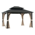 thumbnail image 2 of Sunjoy Hard Top Gazebo, 13ft x 15 ft, Patio Steel Frame, 2 Tier Metal Roof, with Netting, 2 of 14