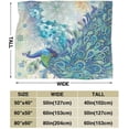 thumbnail image 3 of Peacock and Vintage Botanical Flannel Fleece Blanket Ultra Soft Cozy Warm Throw Lightweight Blanket Microfleece Blanket for Home (Peacock and Vintage Botanical, 60" x50"), 3 of 5