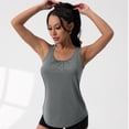 thumbnail image 4 of Razzly Women's Summer Sleeveless Fitness Tank Top Front Pleated Design Workout Running Cycling Casual Wear Camisole(Grey,M), 4 of 9