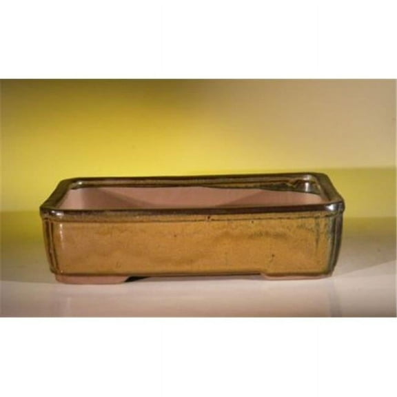 Bonsai Boy J32 11.5 x 8.5 x 3 in. Ceramic Bonsai Pot, Olive Green - Rectangle