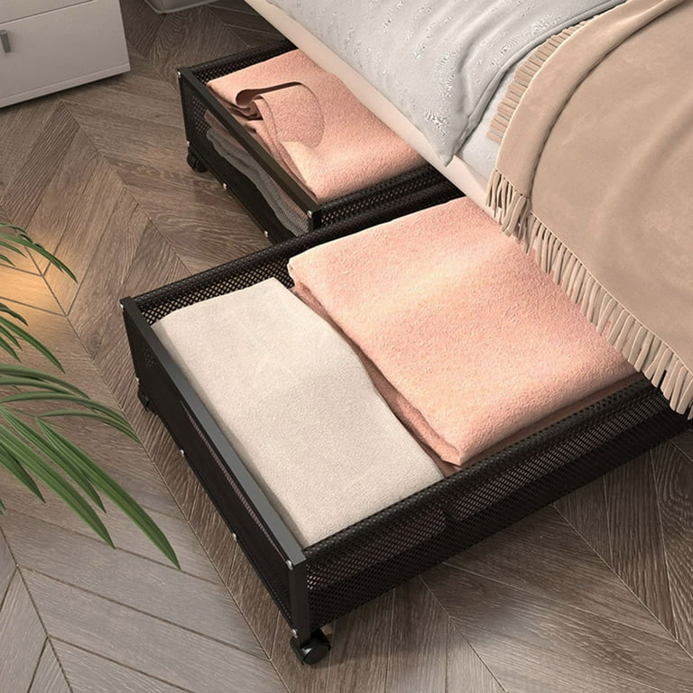 Under Bed Storage Box Under Bed Shelf Under Sofa Clothing Shoes Toys Storage Box Pulley Organizing Box Clothes Containers for Organizing Storage with