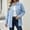 Sky Blue, variant on Women's Waffle Knit Shacket Button Down Collared Longline Top with Pockets Solid Color
