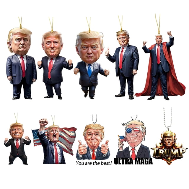 Adorno navideño colgante de acrílico con diseño divertido de Donald Trump para colgar en la mochila del coche o en la elección presidencial de Estados Unidos