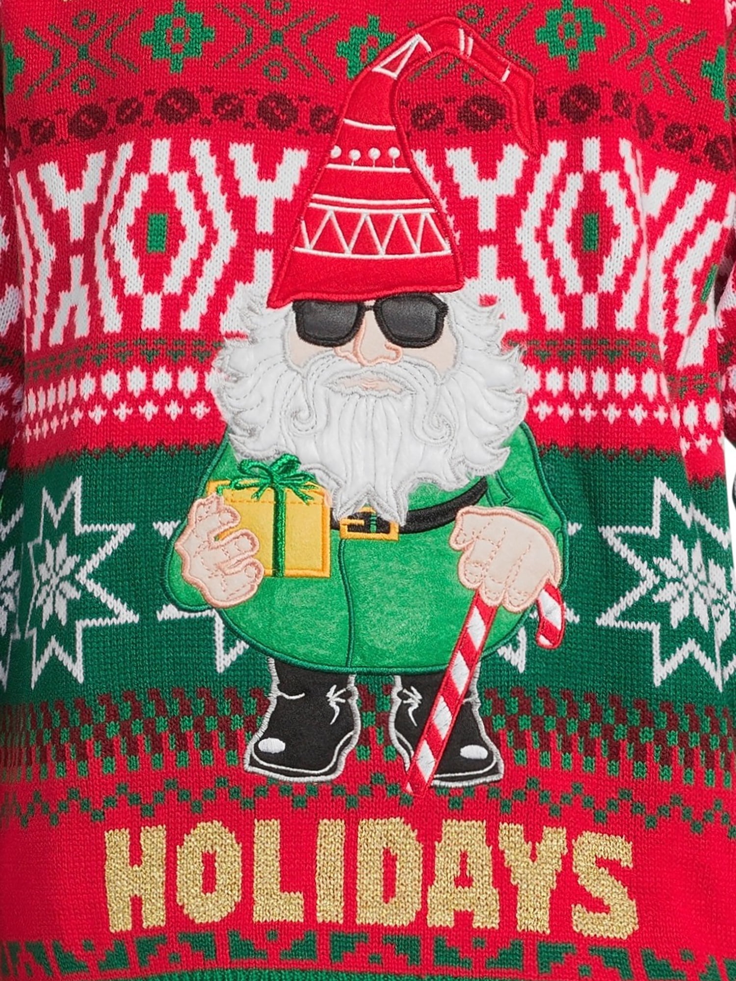 Holiday Time Men's Gnome Ugly Christmas Sweater with Long Sleeves