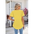 thumbnail image 3 of Women's Solid Color Square Neck Pleated Short Sleeve Loose T-Shirt Top, 3 of 3