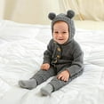 thumbnail image 3 of 1 pcs Baby Boy Girl Knitted Romper Outfits Infant Hoodie Sweater Bear Jumpsuit Overalls One-piece Bodysuit Outerwear,gray,80cm, 3 of 8