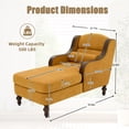 thumbnail image 6 of Chaise Lounge Chair Indoor with Wood Armrest, 53.5" Oversized Couch Reading Chairs with Wood Legs and 2 Side Pockets, Chenille Upholstered Lazy Sleeper Armchair for Living Room, Bedroom, Yellow, 6 of 6